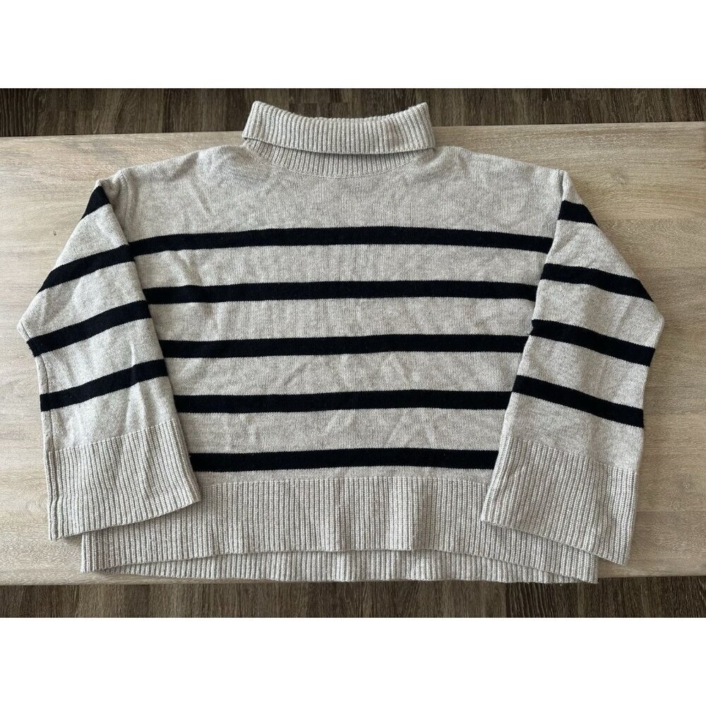 The Reset R Label The Magic Mockneck Sweater Tan and Black Stripes Size XL